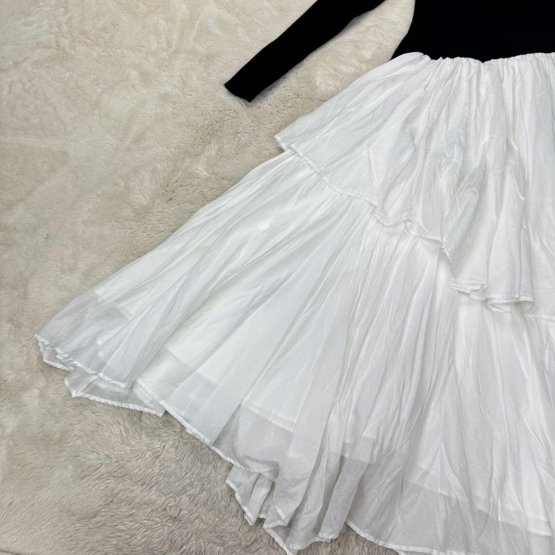 ✨美品✨anuans イレギュラーヘムドッキングニットワンピース XS 黒白