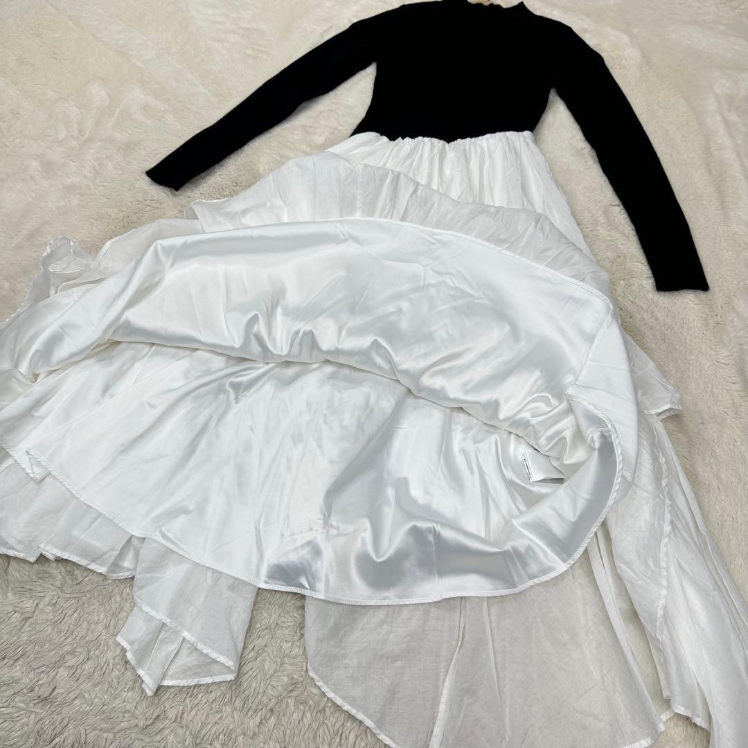 ✨美品✨anuans イレギュラーヘムドッキングニットワンピース XS 黒白