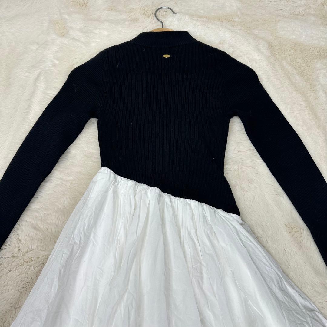 ✨美品✨anuans イレギュラーヘムドッキングニットワンピース XS 黒白