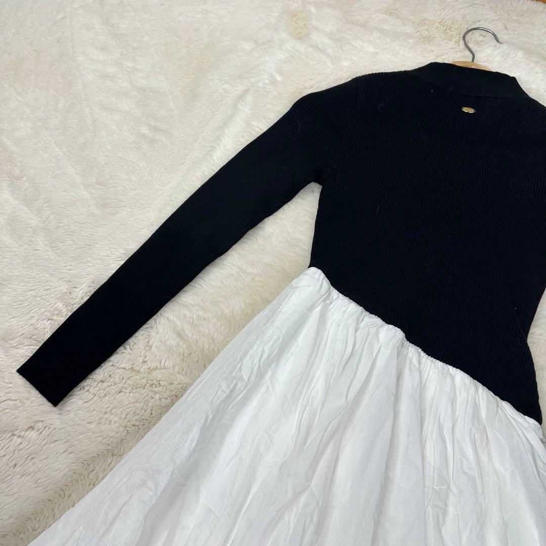 ✨美品✨anuans イレギュラーヘムドッキングニットワンピース XS 黒白
