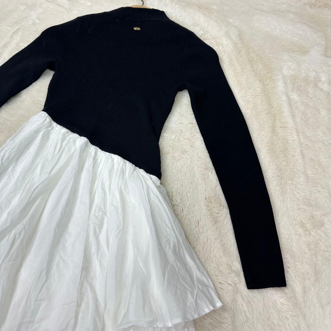 ✨美品✨anuans イレギュラーヘムドッキングニットワンピース XS 黒白