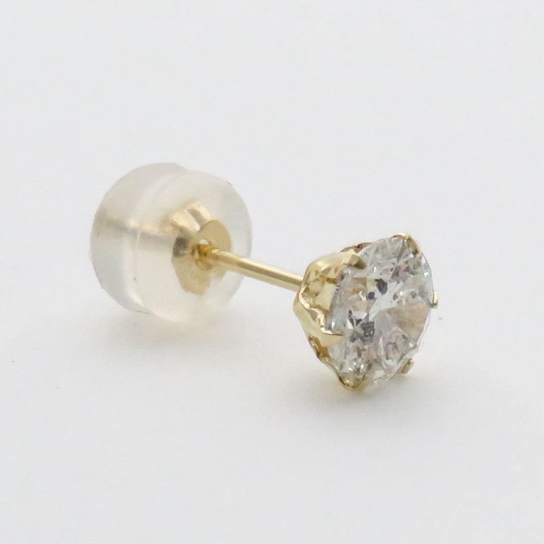 ふ*わ様 K18YG ダイヤモンド 0.498ct（刻印0.5）片耳ピアス　ソ付
