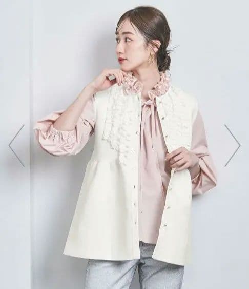 ☆新品28600円☆UNITEDARROWS☆Pミニフリル ニットベスト☆ジレ☆