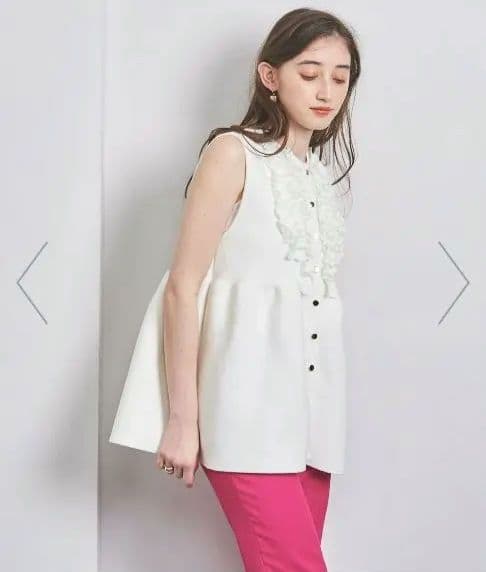 ☆新品28600円☆UNITEDARROWS☆Pミニフリル ニットベスト☆ジレ☆