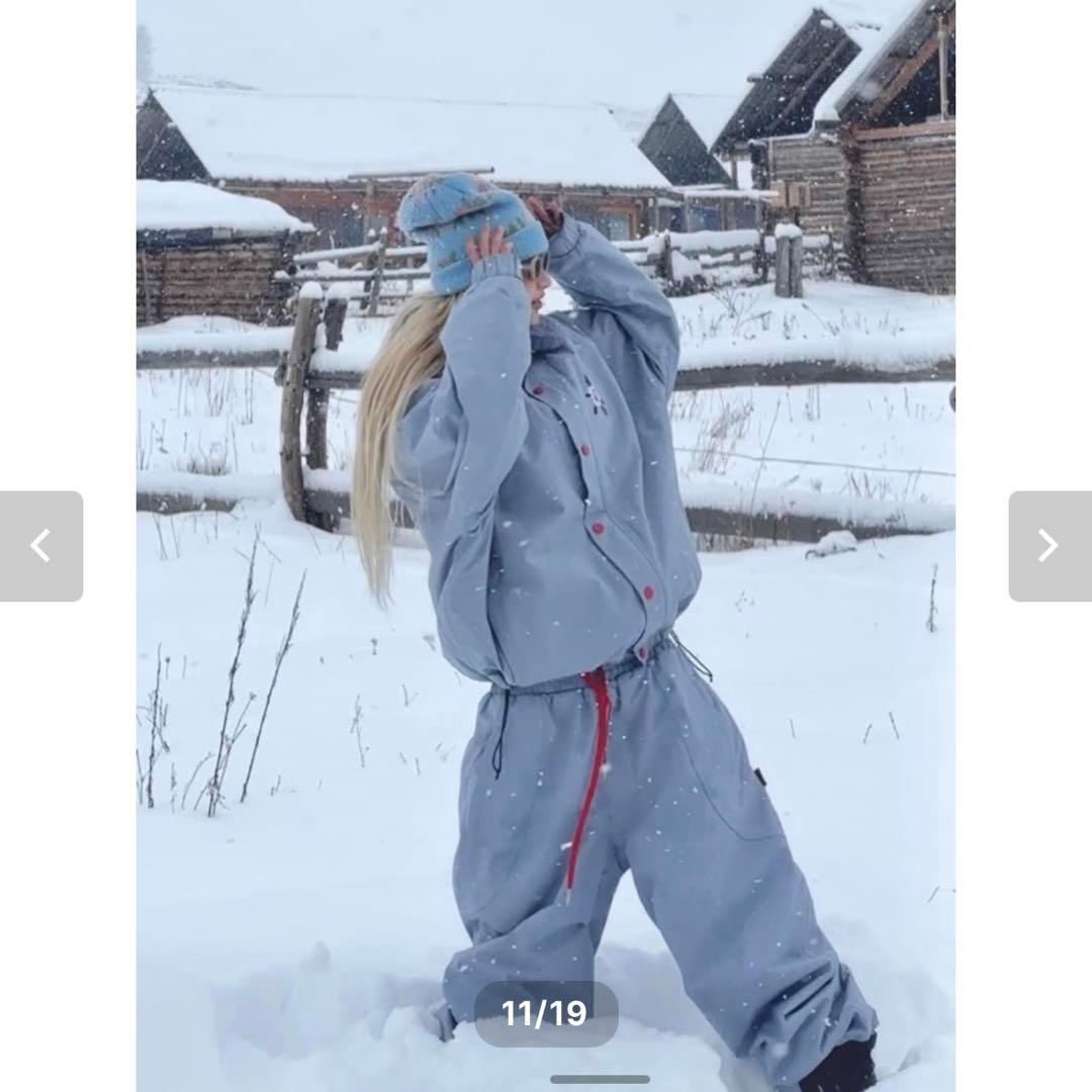 『美品』韓国スノーボードウェア レディース M ライトブルー