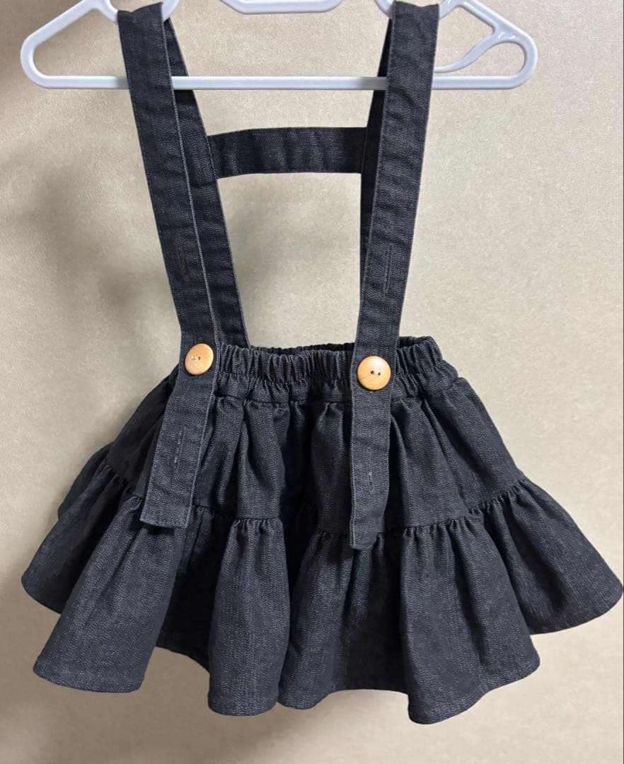 まい wonny ribbon ブラックデニム　スカート　Sサイズ
