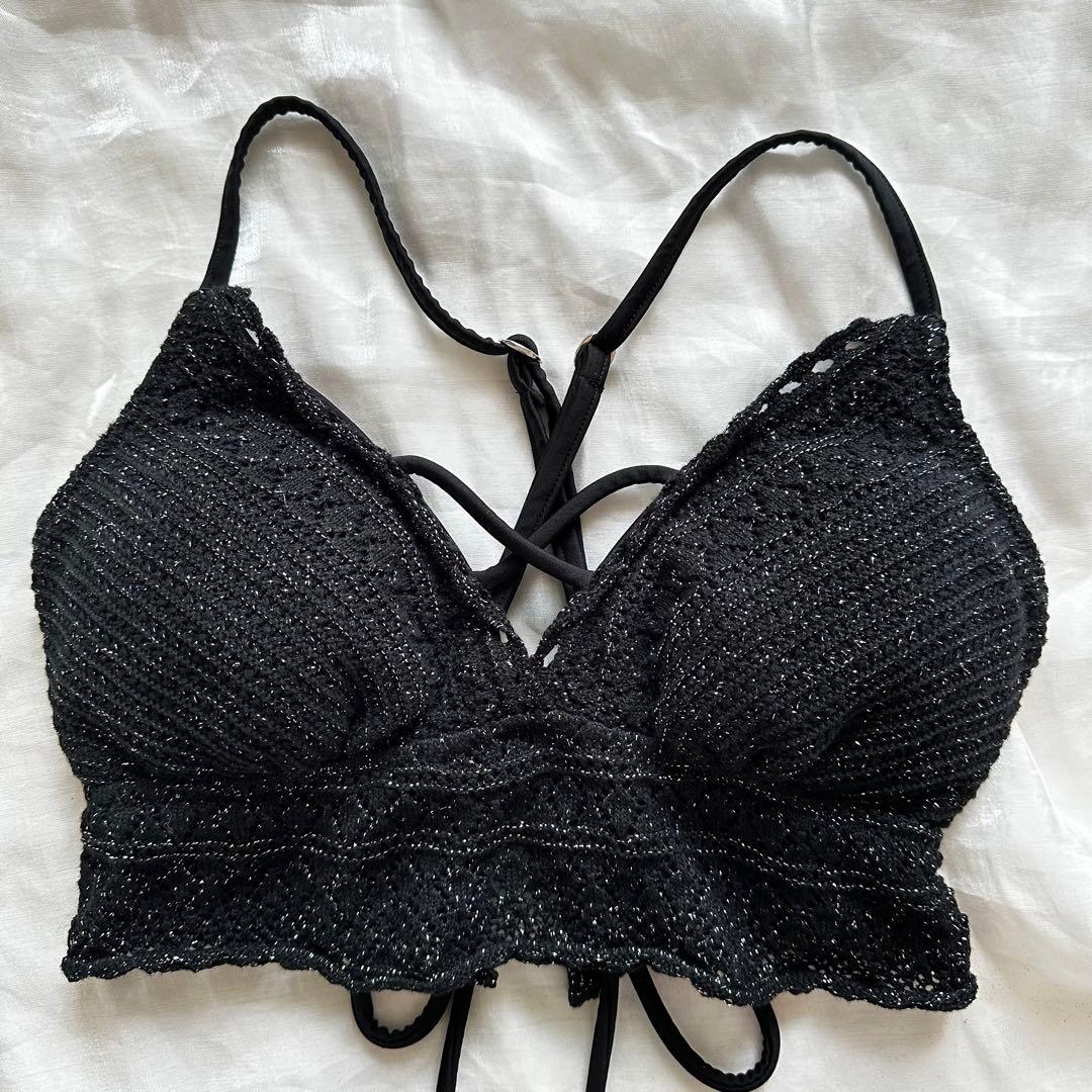 ラメニットスカラップビキニ【LIP SERVICE】ブラック 9Mサイズ