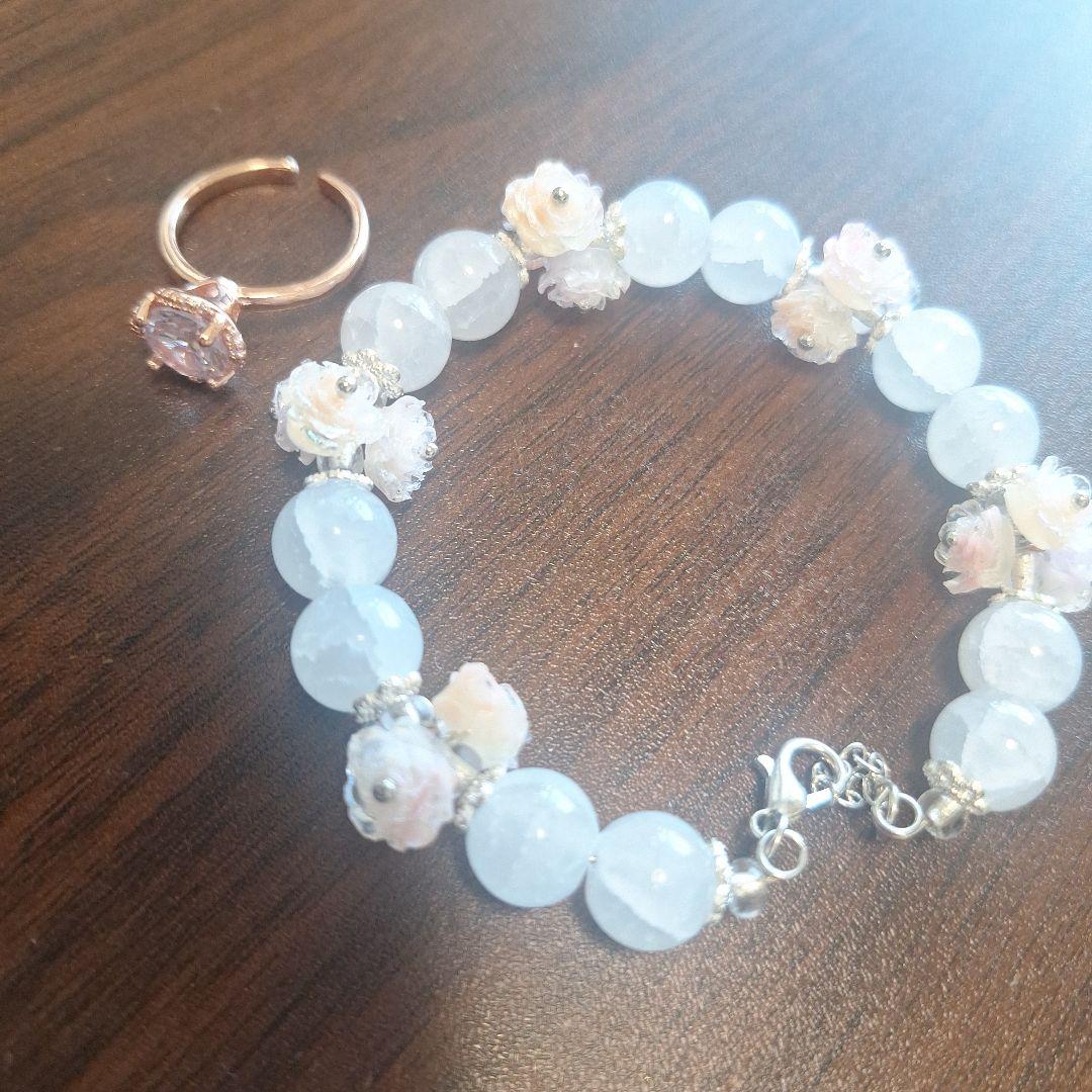 ★万博内購入品★アクアマリンブレスレット&モアサナイトダイヤ