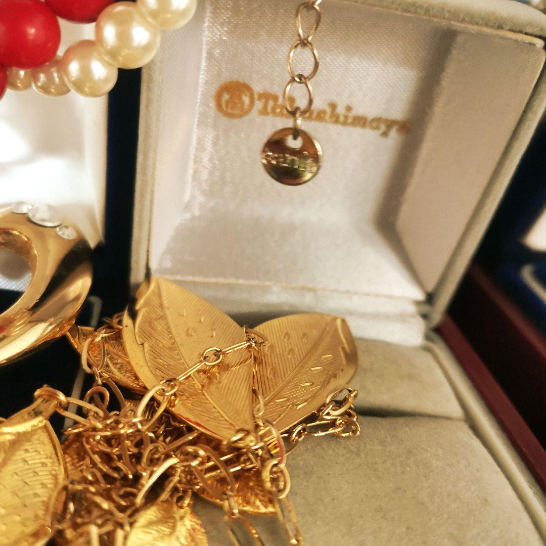 遺品整理 大量アクセサリー 刻印 指輪 金色 喜平 ネックレス ブローチ 古酒