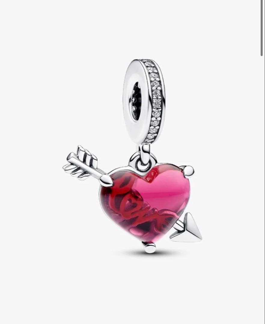PANDORA ピンクハートと矢のチャーム