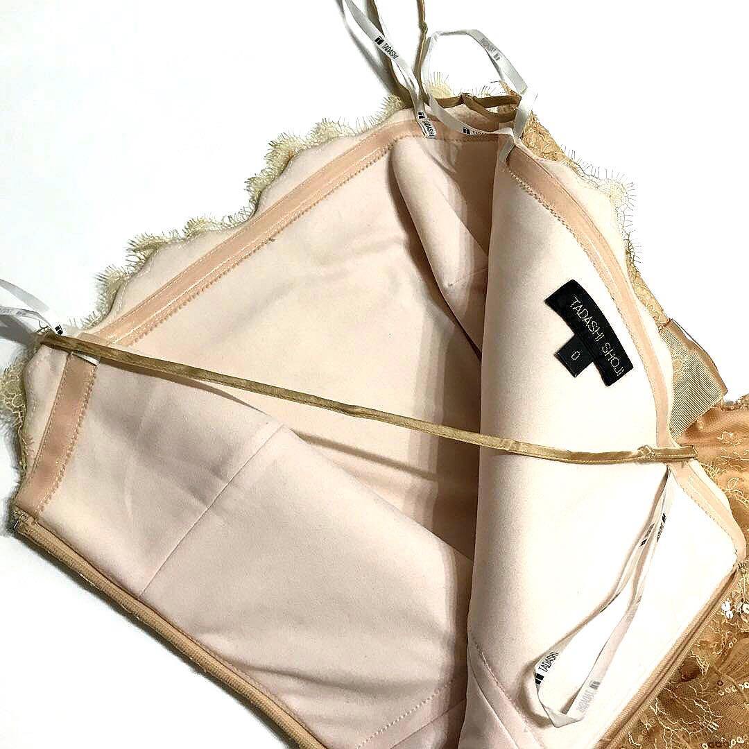 レア【極美品】サイズ0 タダシショージ ベアトップドレス ビーズ レース xs