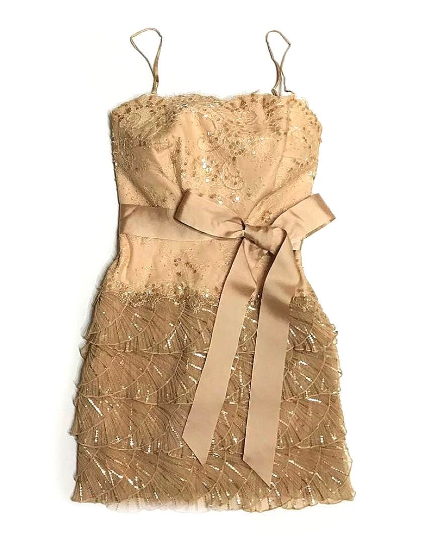 レア【極美品】サイズ0 タダシショージ ベアトップドレス ビーズ レース xs