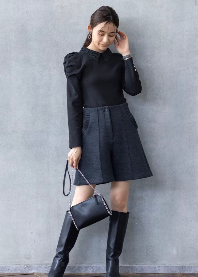 【アメノチハレ】トラペーズショートパンツ　グレー　サイズS 新品タグ付き