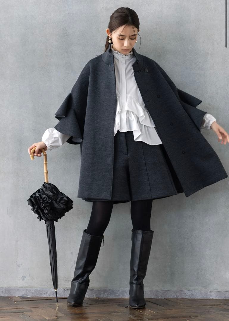 【アメノチハレ】トラペーズショートパンツ　グレー　サイズS 新品タグ付き