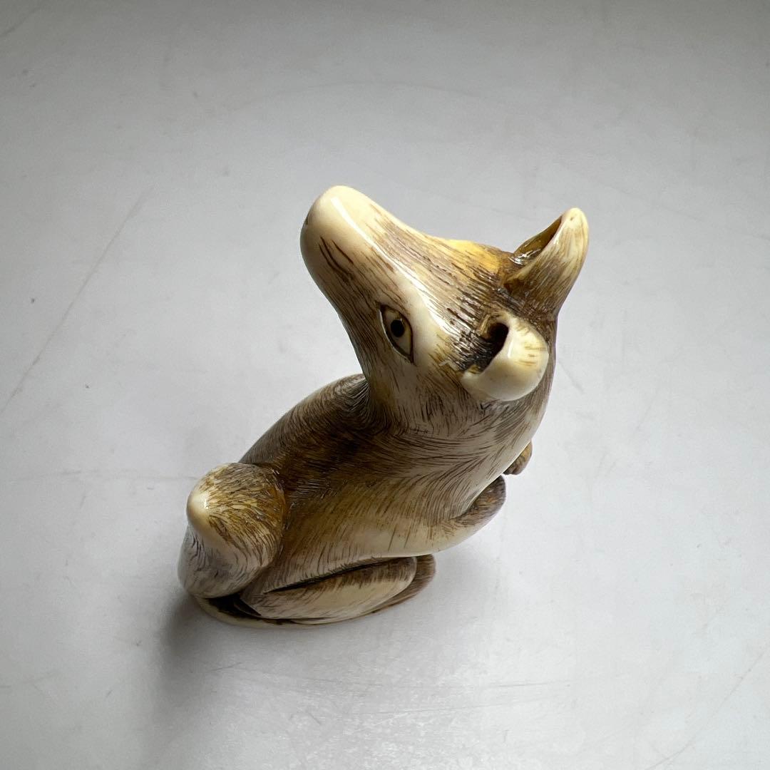 友光在銘　極上大振キツネ根付　31g 東Y8-0204☆2Fトコサ