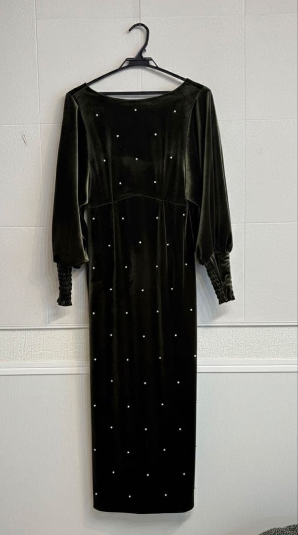 【美品/即日発送可】ameri vintage ベロア　パール付き　ドレス