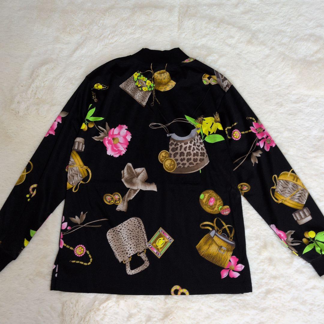 レオナールスポーツ 花柄 バッグ ジュエリー長袖Tシャツ ハイネック Мサイズ