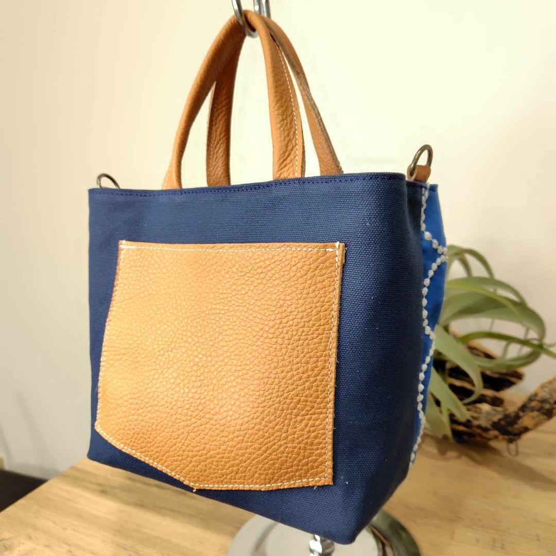 ミナペルホネン /2025tambourineタンバリンブルーしきりトートSサイ