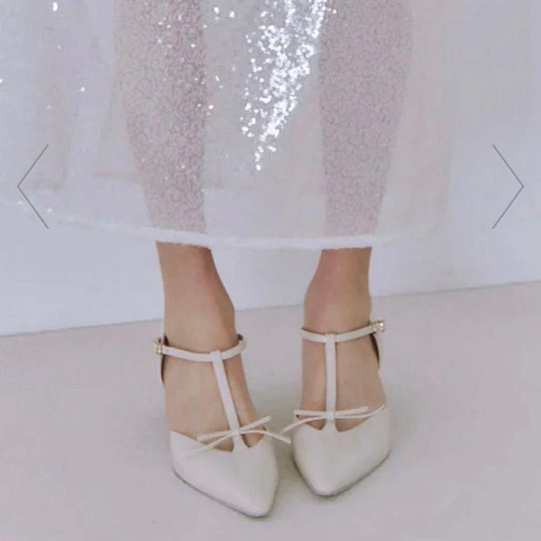 SNIDEL Tストラップリボンパンプス　シューズ