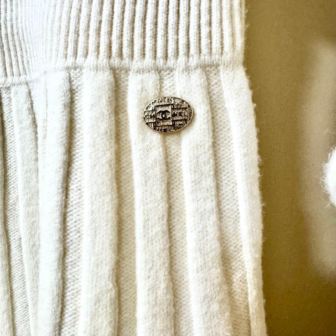 【美品】CHANEL シャネル ニットワンピース 長袖 アイボリー サイズ36