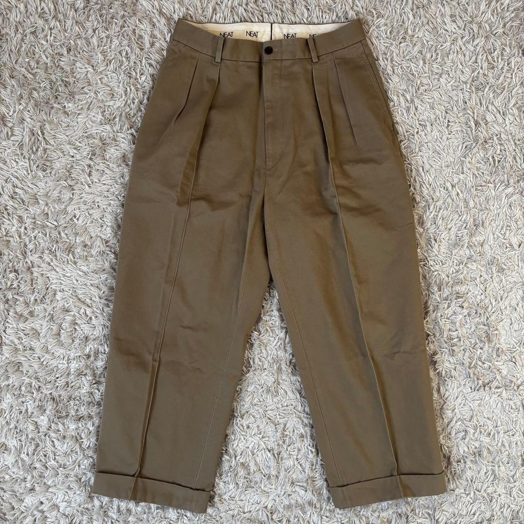 NEAT ニート コットンツータックワイドスラックス ジップフライ 44