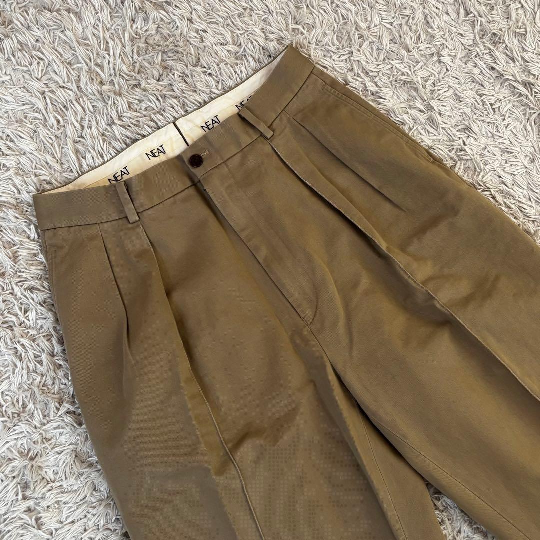 NEAT ニート コットンツータックワイドスラックス ジップフライ 44