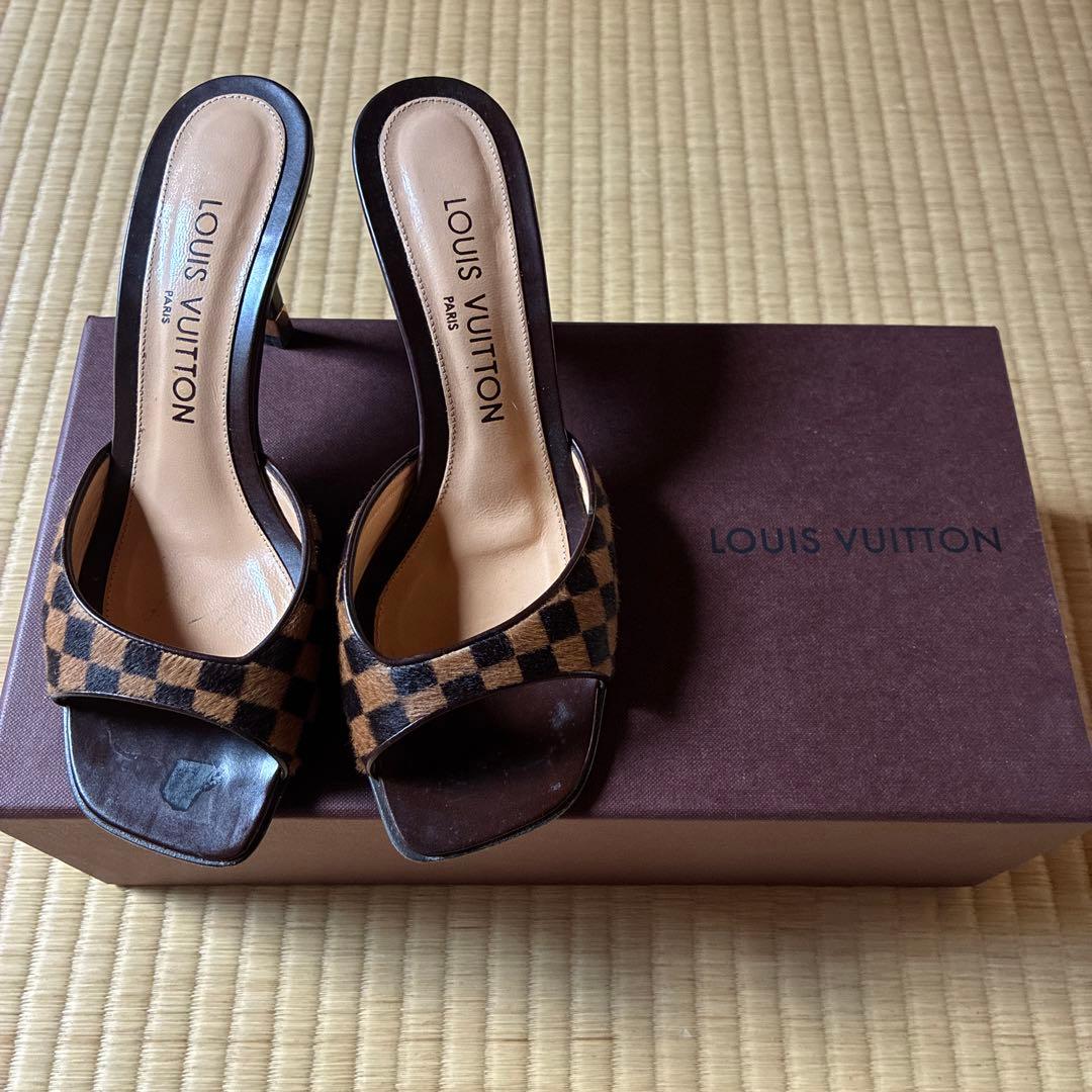 LOUIS VUITTON 希少品 チェック柄 ダミエ ハラコ ミュール