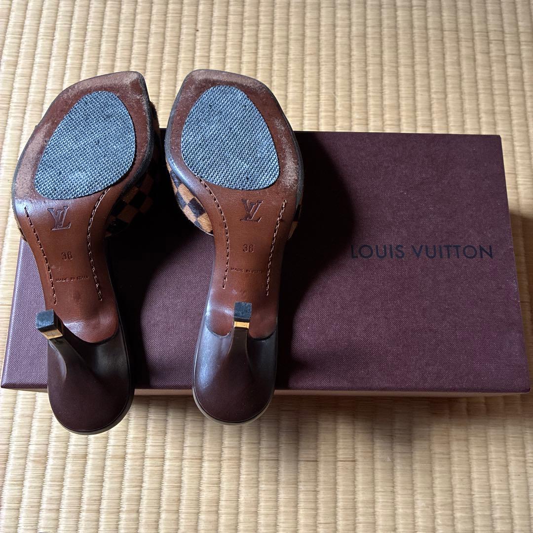 LOUIS VUITTON 希少品 チェック柄 ダミエ ハラコ ミュール