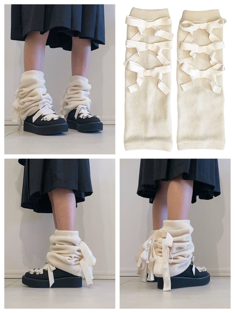 HEIHEI リボン レッグウォーマー バレエコア