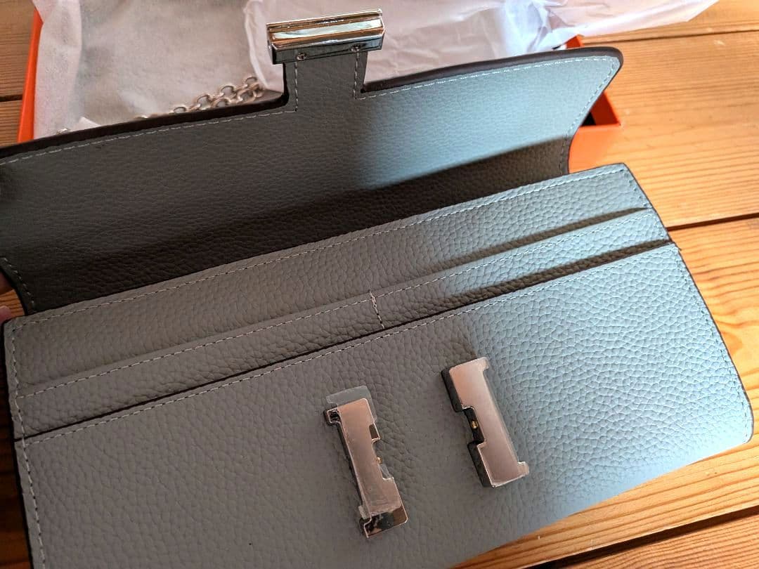 未使用☆長財布　ショルダーウォレット　ブルーグレー色