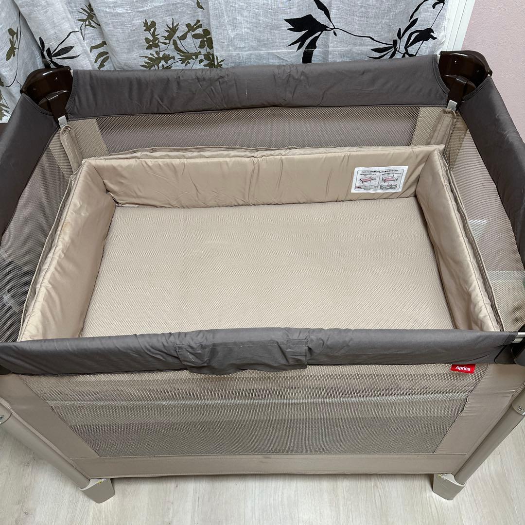 Aprica ココネルエアー ベビーベッド ブラウン 折りたたみ
