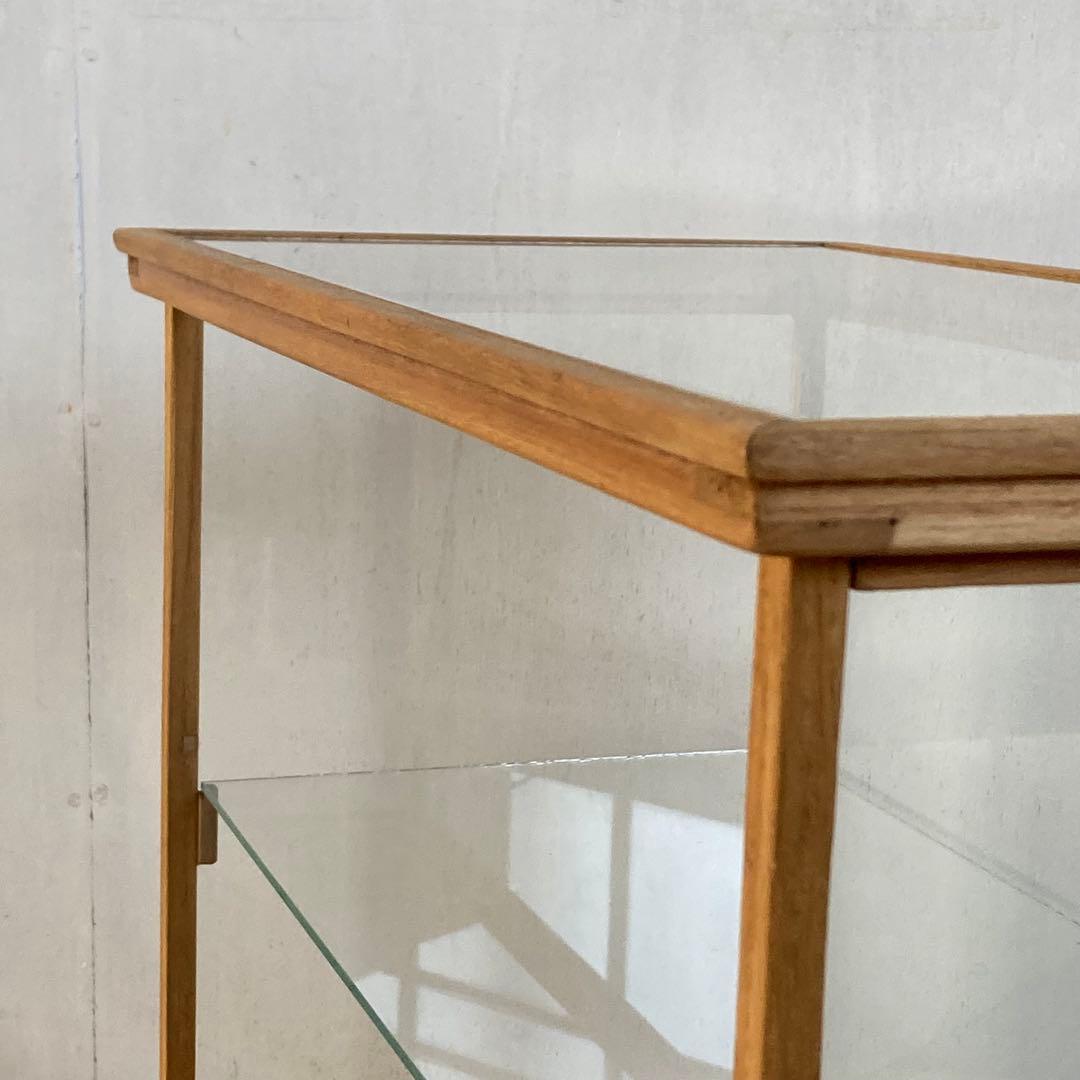 古い木製 ガラスケース 2段 卓上ショーケース 展示ケース 扉なし