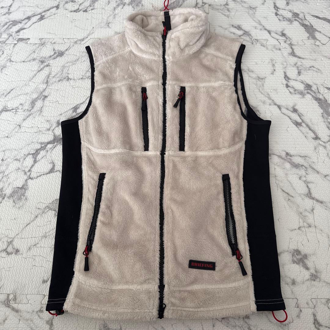 BRIEFING フリースベスト S ホワイト/ブラック