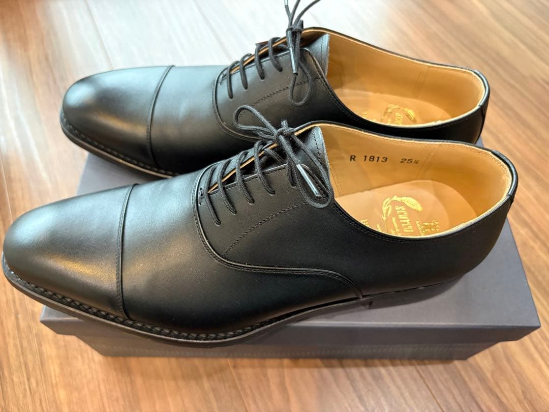 スコッチグレイン 25.5cmストレートチップ 撥水 R1813 ブラック 黒