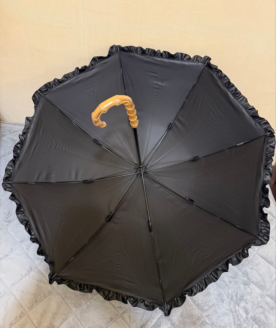 サンバリア100 長傘 フリル ブラック