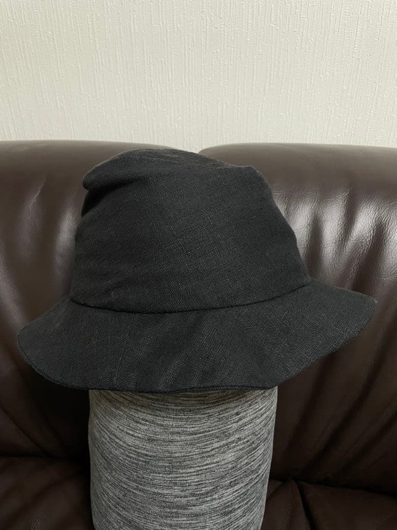 希少 REINHARD PLANK Black Linen Bucket Hat