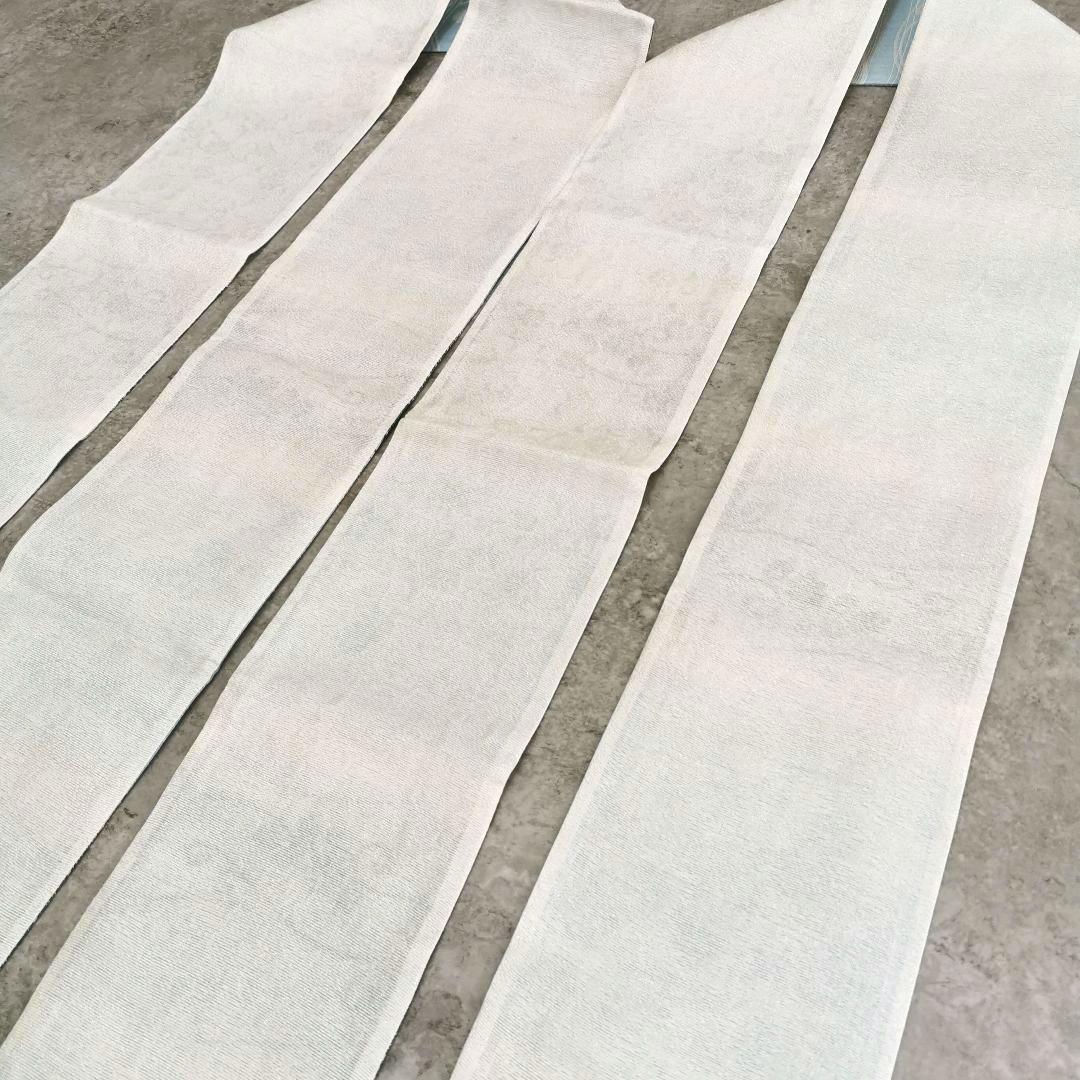 【一点物×一生モノ】正絹 紋紗の半幅帯 リバーシブル 水色 グレー 涼しげ