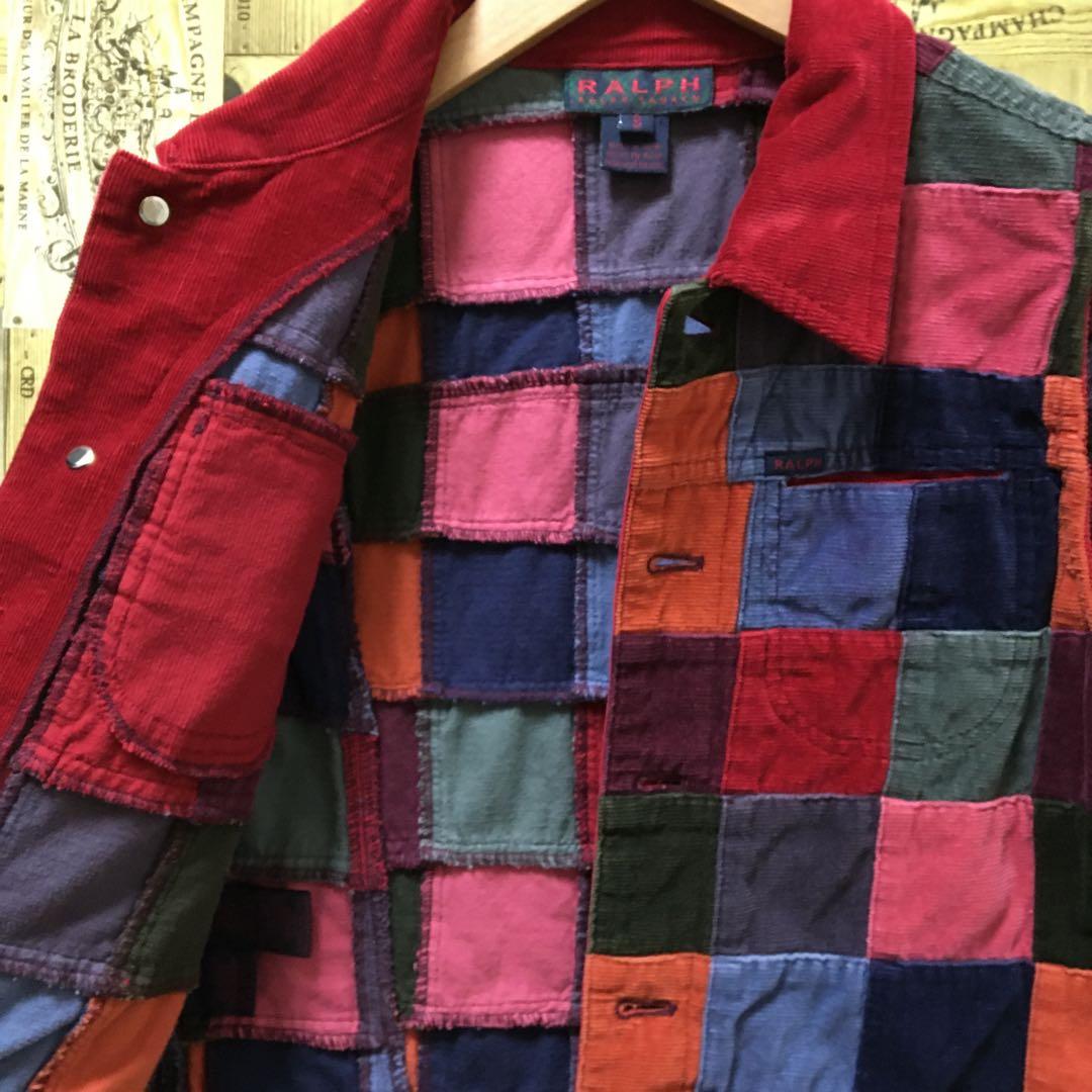 ユーロヴィンテージ　ラルフローレン コーデュロイベスト　デニム　パッチワーク
