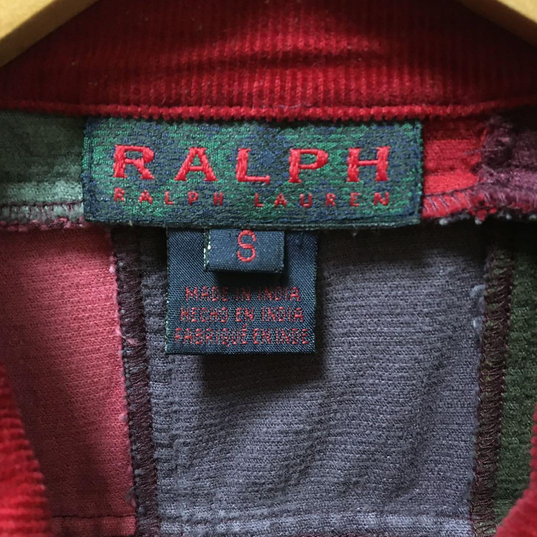 ユーロヴィンテージ　ラルフローレン コーデュロイベスト　デニム　パッチワーク