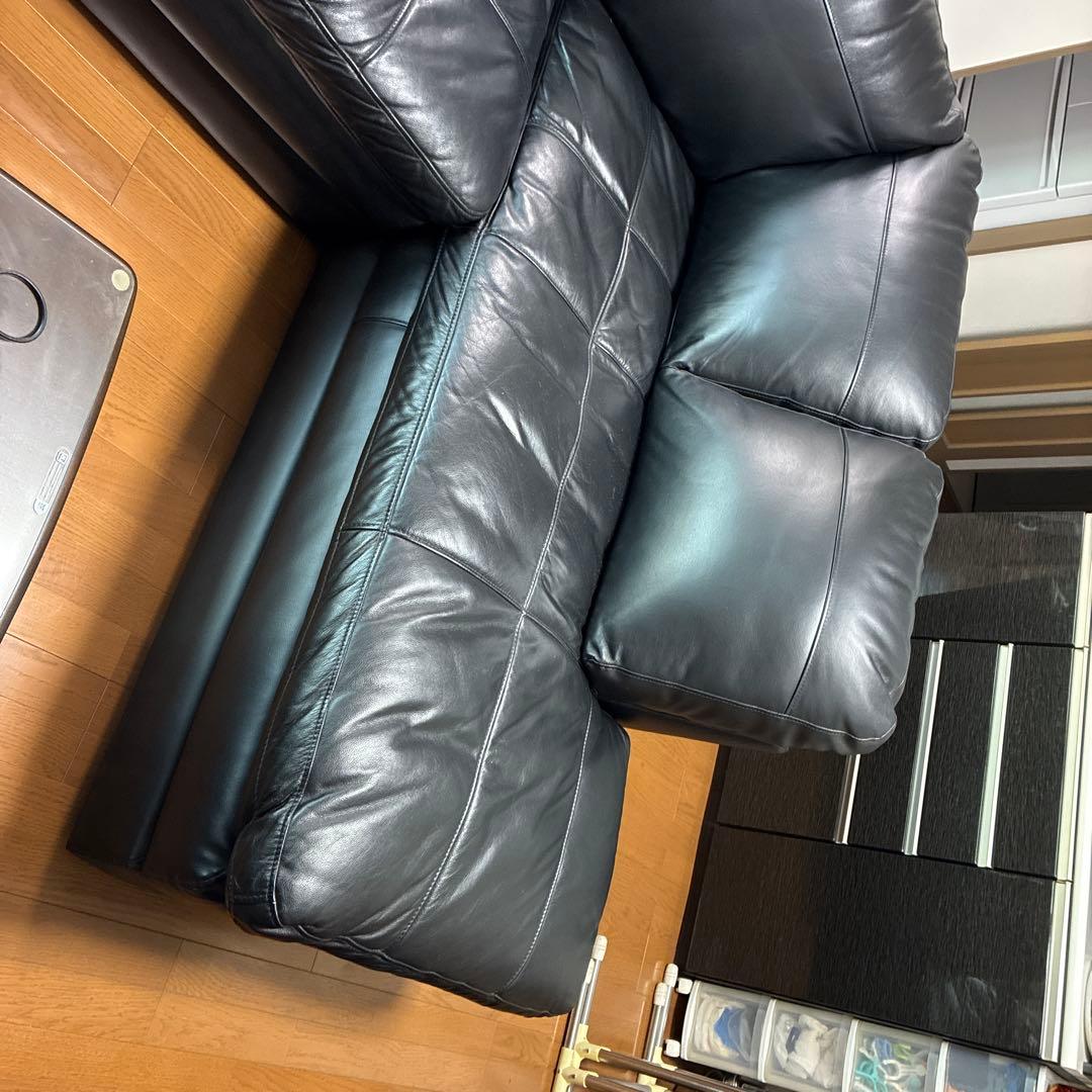 黒いレザーソファ(牛革、合成革) boss専用