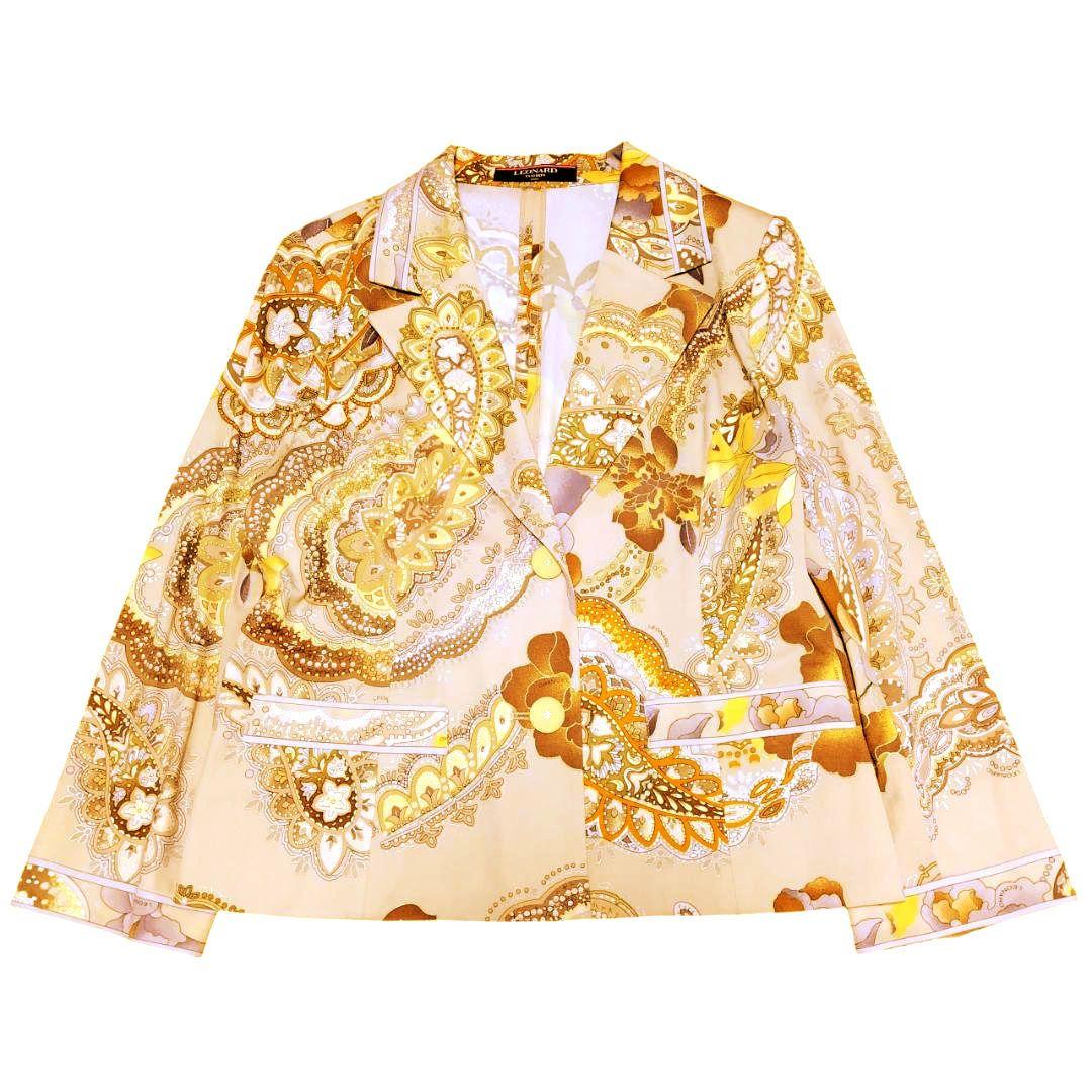 ☆LEONARD☆ レオナール テーラードジャケット ベージュ XL 総柄