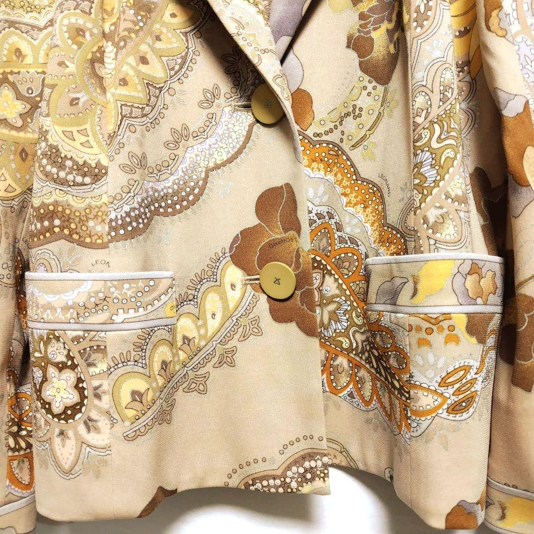 ☆LEONARD☆ レオナール テーラードジャケット ベージュ XL 総柄