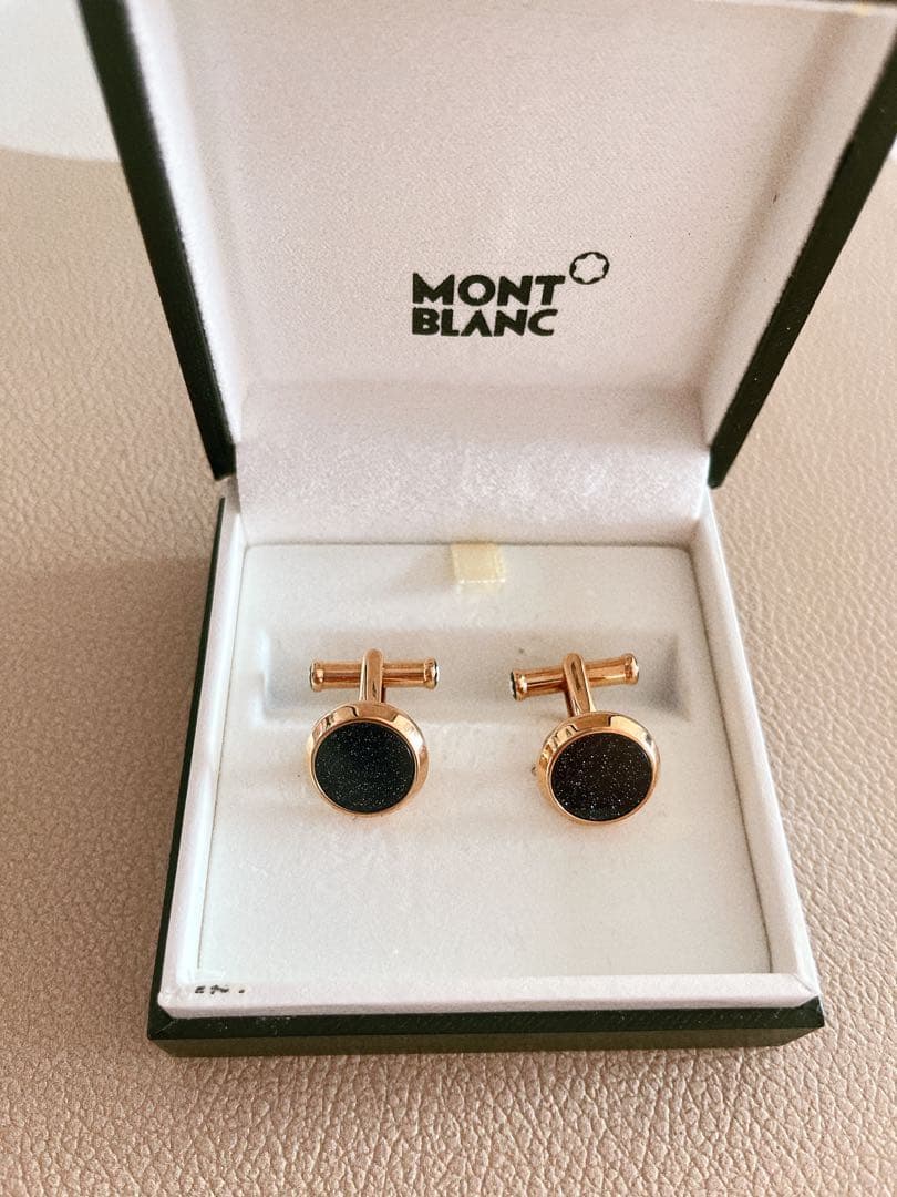 さにブラウン　MONT BLANC カフスボタン カフリンクス メンズ