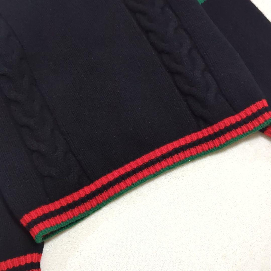 グッチ M シェリーライン ウェブストライプ ケーブルニット ブラック