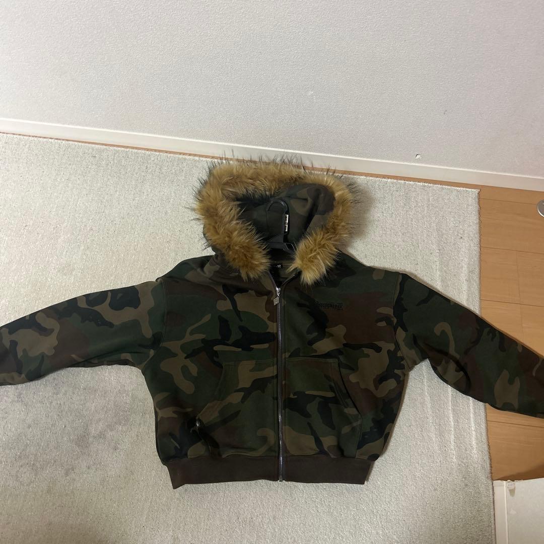 SupplieR 迷彩 フード付きダウンジャケット L