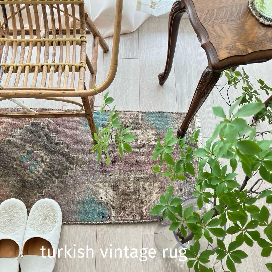 アンニュイカラー41×114ベージュココア　ペパーミント　トルコヴィンテージラグ