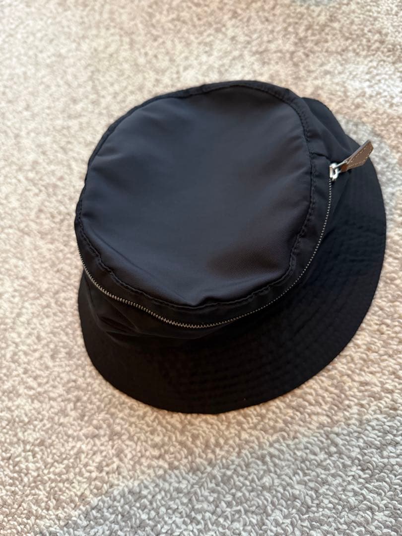 HERMES エルメス バケットハット ジッパー付き 57 ブラック