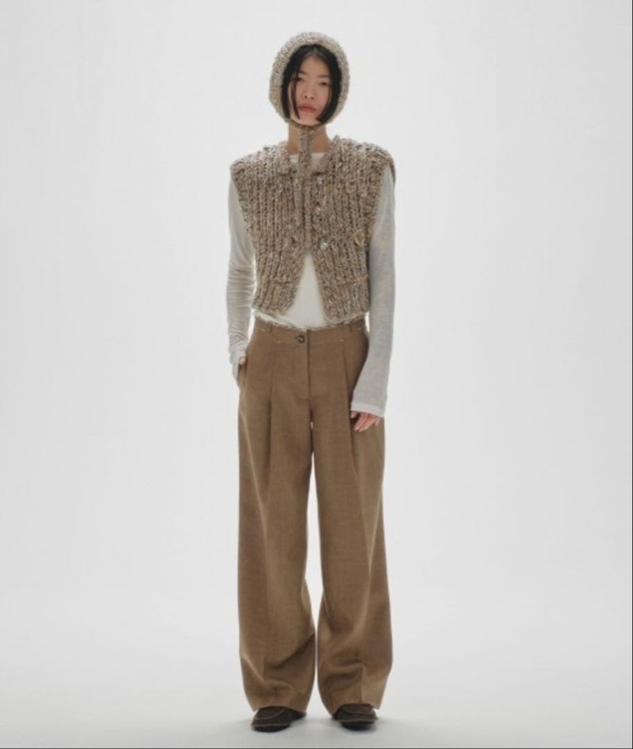 todayful Mix Handknit Vest グレージュ