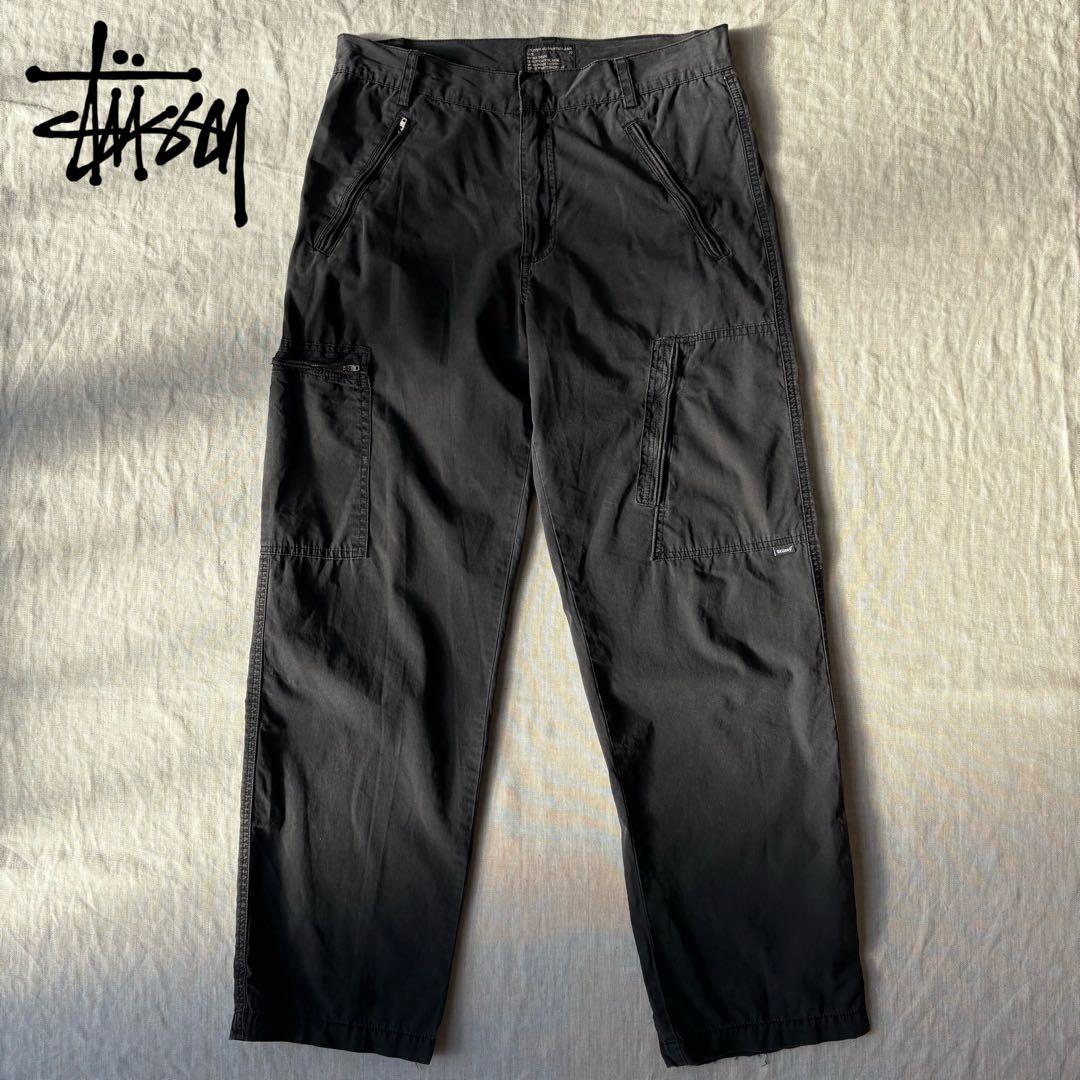 希少 OLD STUSSY y2k マルチジップ カーゴパンツ ブラック 32