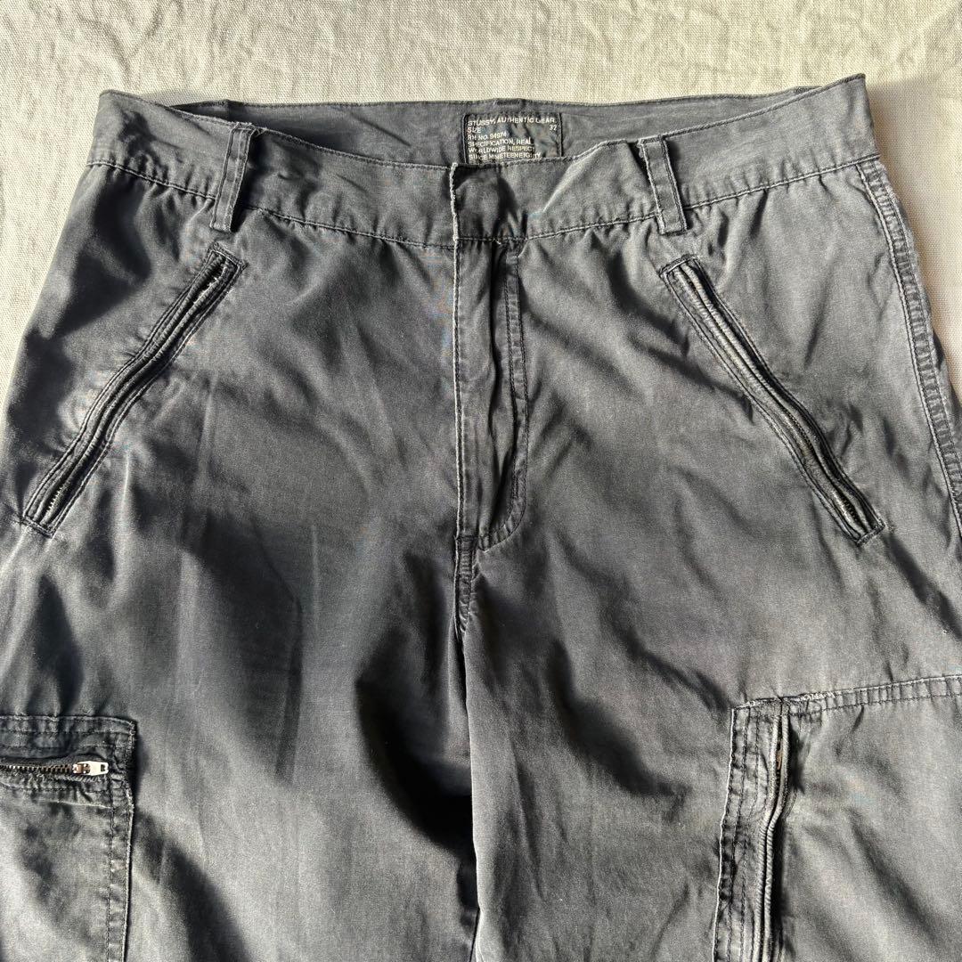 希少 OLD STUSSY y2k マルチジップ カーゴパンツ ブラック 32